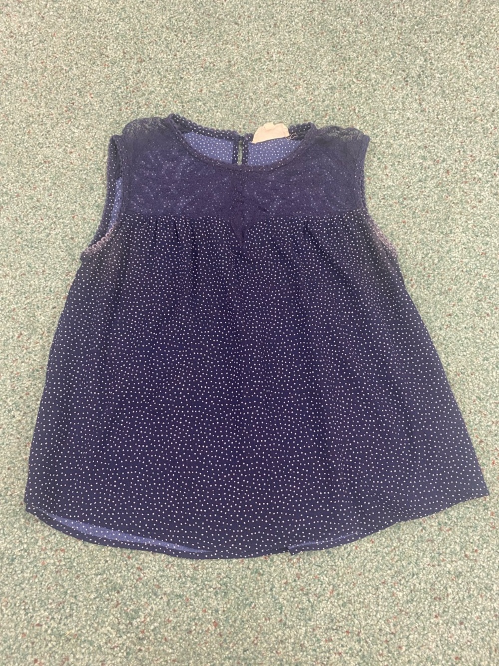 Sweet Wanderer Navy Blue Polka Dot Sleeveless Top